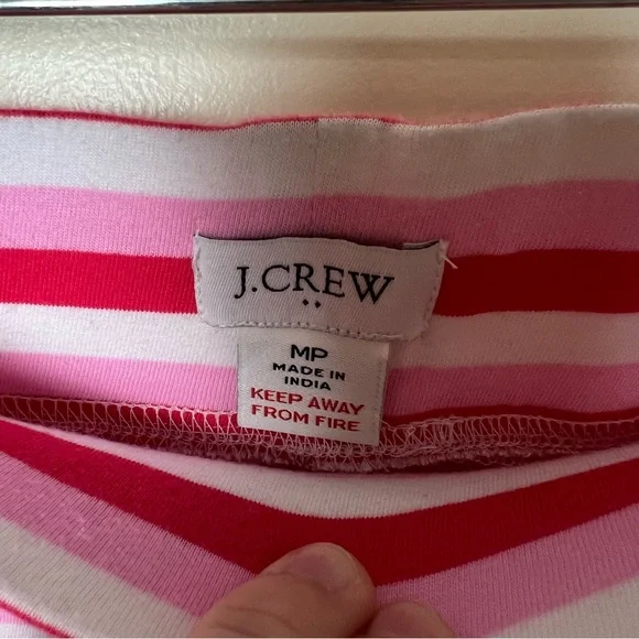 J.Crew 100% Cotton Pink Red Striped Knit Pajama Set Pants Long Sleeve Medium (P) - Picture 12 of 13